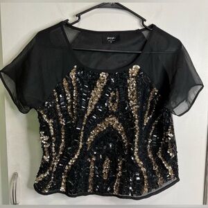 Nasty Gal Sequin Faux Leather Blouse